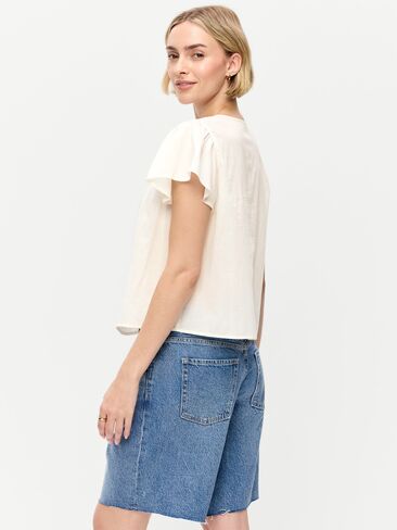 Old Navy Short-Sleeve Embroidered Trousseau Top - Sea Salt in Kuwait