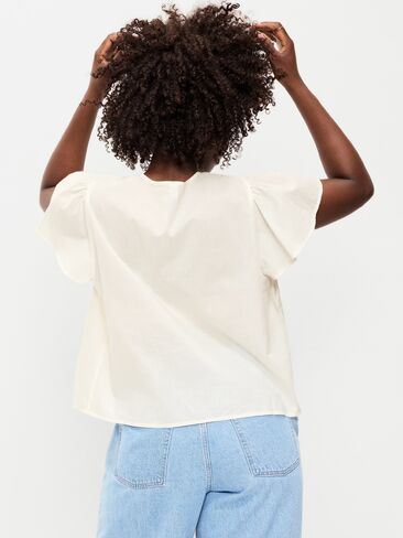 Old Navy Short-Sleeve Embroidered Trousseau Top - Sea Salt in Kuwait