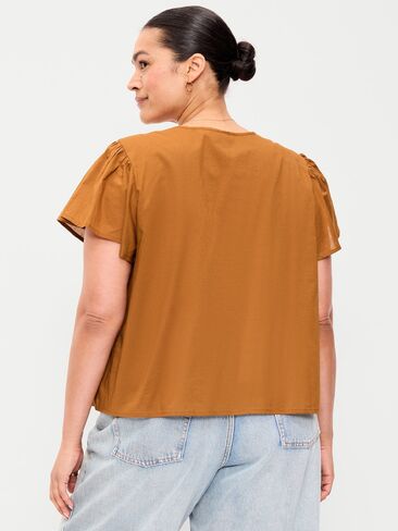 بلوزة Trosseau مطرزة بأكمام قصيرة من Old Navy - Redwood Burl in Kuwait