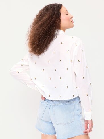 Old Navy Cropped Button-Down Shirt - Yellow Flower in Kuwait