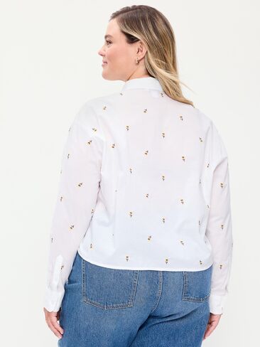 Old Navy Cropped Button-Down Shirt - Yellow Flower in Kuwait