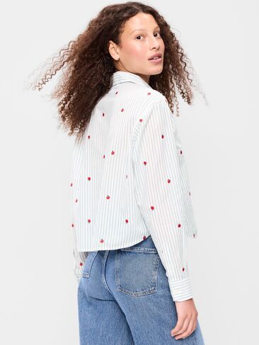 Old Navy Cropped Button-Down Shirt - Apple in Kuwait
