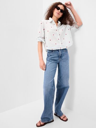 Old Navy Cropped Button-Down Shirt - Apple in Kuwait