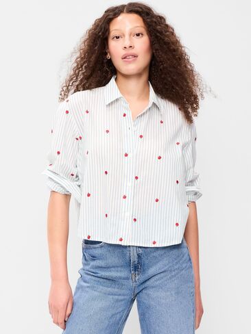 Old Navy Cropped Button-Down Shirt - Apple in Kuwait