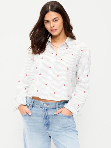 Old Navy Cropped Button-Down Shirt - Apple in Kuwait