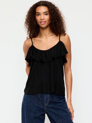 Old Navy Ruffle-Front Tank Top - Black Jack in Kuwait