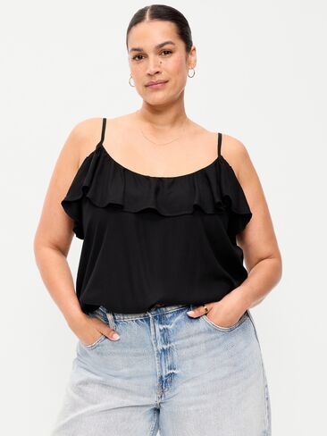 Old Navy Ruffle-Front Tank Top - Black Jack in Kuwait