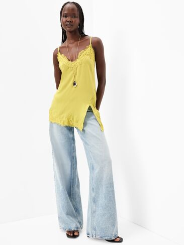 Old Navy Asymmetrical Lace-Trim Cami Top - Wasabi in Saudi Arabia