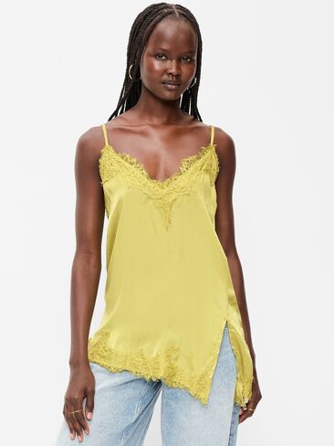 Old Navy Asymmetrical Lace-Trim Cami Top - Wasabi in Saudi Arabia