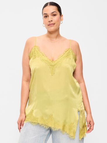 Old Navy Asymmetrical Lace-Trim Cami Top - Wasabi in Saudi Arabia