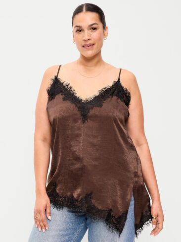 Old Navy Asymmetrical Lace-Trim Cami Top - Earthen in Kuwait