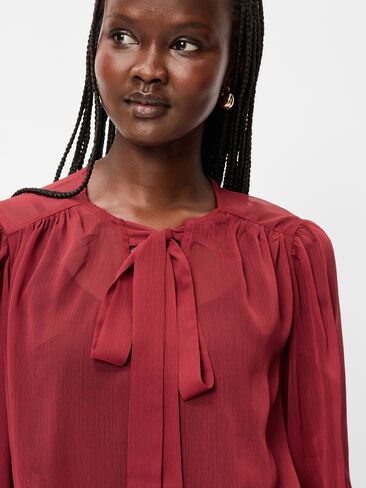 Old Navy بلوزة شيفون بأكمام طويلة وربطة أمامية - Emberglow in Kuwait