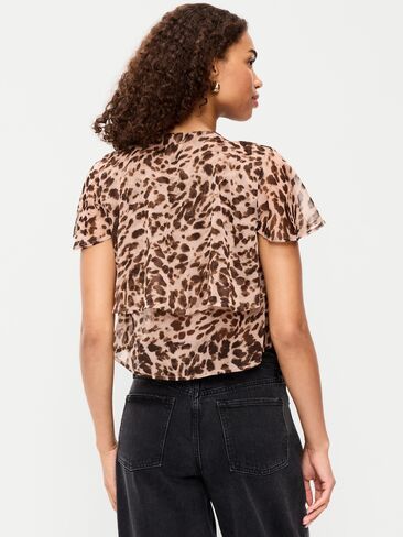 Old Navy Tiered Ruffle Tie-Front Top - Animal Print in Kuwait