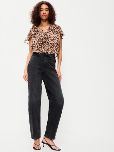 Old Navy Tiered Ruffle Tie-Front Top - Animal Print in Kuwait