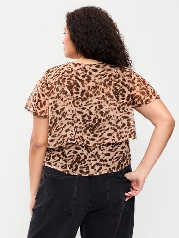 Old Navy Tiered Ruffle Tie-Front Top - Animal Print in Kuwait