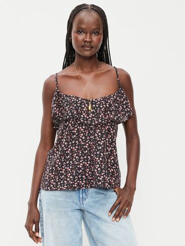 Old Navy Ruffle-Front Tank Top - Pink Floral in Kuwait