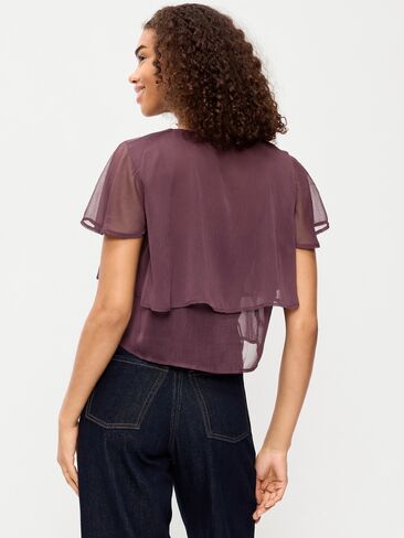 بلوزة من الشيفون بأكمام مرفرفة وربطة أمامية من Old Navy - Veil my Night in Kuwait