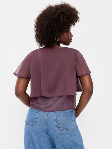 بلوزة من الشيفون بأكمام مرفرفة وربطة أمامية من Old Navy - Veil my Night in Kuwait