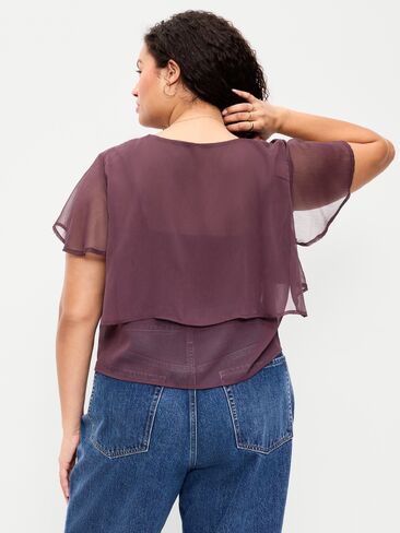 بلوزة من الشيفون بأكمام مرفرفة وربطة أمامية من Old Navy - Veil my Night in Kuwait