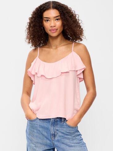 Old Navy Sleeveless Ruffle Tank Top - Blush On You in Kuwait