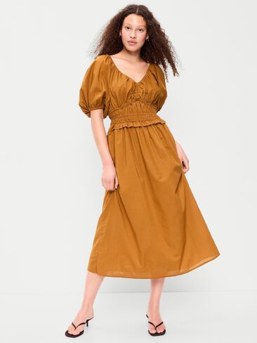 فستان Old Navy Fit & Flare Prairie متوسط ​​الطول - Redwood Burl in Kuwait