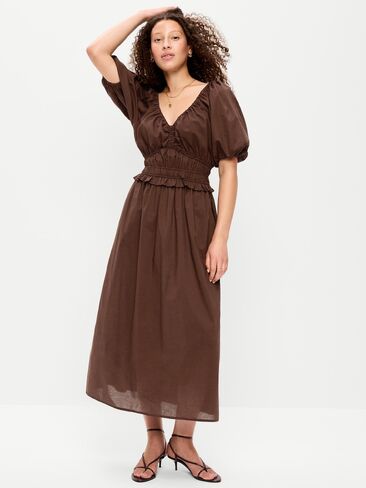 Old Navy Fit & Flare Prairie Midi Dress - Earthen in Kuwait