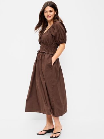 Old Navy Fit & Flare Prairie Midi Dress - Earthen in Kuwait