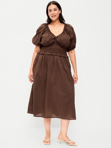 Old Navy Fit & Flare Prairie Midi Dress - Earthen in Kuwait