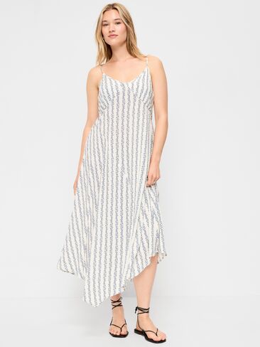 فستان Old Navy مناسب ومشرق متوسط ​​الطول غير متناظر - زهور زرقاء in Kuwait