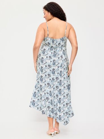 Old Navy Fit & Flare Tie-Back Asymmetrical Midi Dress - Patchwork (Multi Blue) in Kuwait