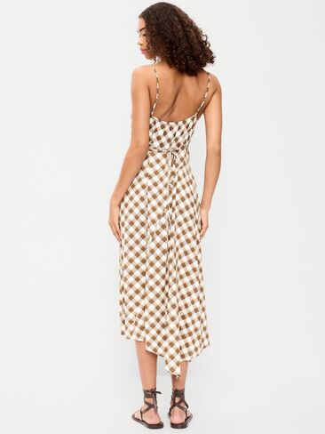 Old Navy Fit & Flare Tie-Back Asymmetrical Midi Dress - Plaid in Kuwait