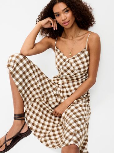 Old Navy Fit & Flare Tie-Back Asymmetrical Midi Dress - Plaid in Kuwait