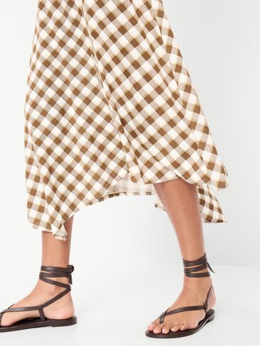 Old Navy Fit & Flare Tie-Back Asymmetrical Midi Dress - Plaid in Kuwait