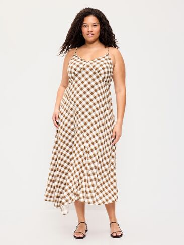 Old Navy Fit & Flare Tie-Back Asymmetrical Midi Dress - Plaid in Kuwait