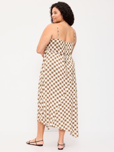Old Navy Fit & Flare Tie-Back Asymmetrical Midi Dress - Plaid in Kuwait