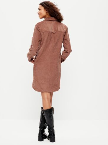 Old Navy Long-Sleeve Button-Down Mini Shirt Dress - Saddle in Kuwait