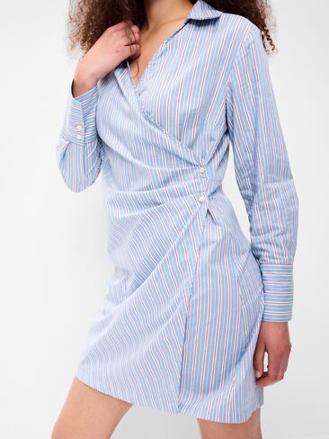 Old Navy Wrap Mini Shirt Dress - Blue Stripe in Kuwait