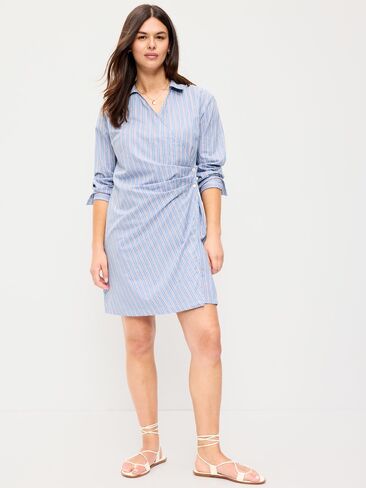 Old Navy Wrap Mini Shirt Dress - Blue Stripe in Kuwait