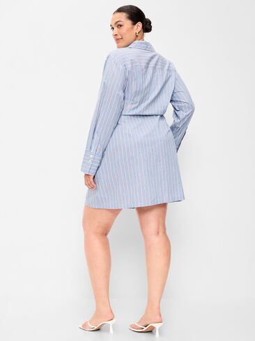 Old Navy Wrap Mini Shirt Dress - Blue Stripe in Kuwait