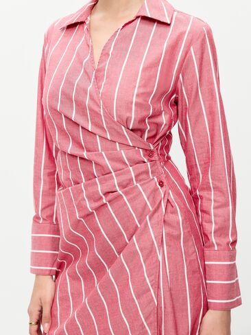 Old Navy Wrap Mini Shirt Dress - Red Stripe in Kuwait
