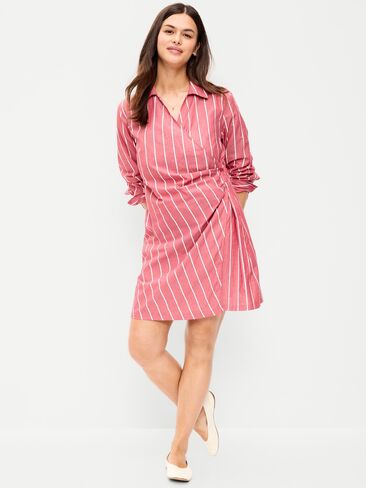Old Navy Wrap Mini Shirt Dress - Red Stripe in Kuwait