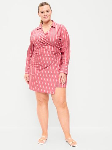 Old Navy Wrap Mini Shirt Dress - Red Stripe in Kuwait