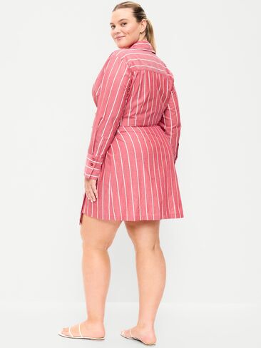 Old Navy Wrap Mini Shirt Dress - Red Stripe in Kuwait