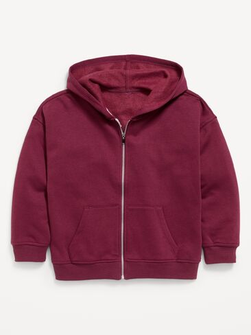 Old Navy Oversized Fleece Full-Zip Hoodie for Girls - Cherry Red in Kuwait