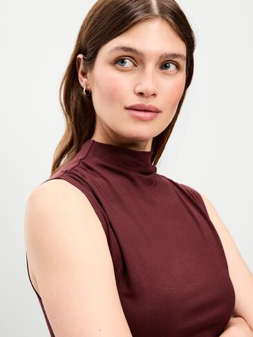Old Navy Gathered Mock-Neck Drop-Waist Mini Dress - Red Lacquer in Kuwait