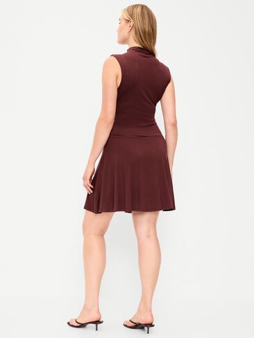 Old Navy Gathered Mock-Neck Drop-Waist Mini Dress - Red Lacquer in Kuwait