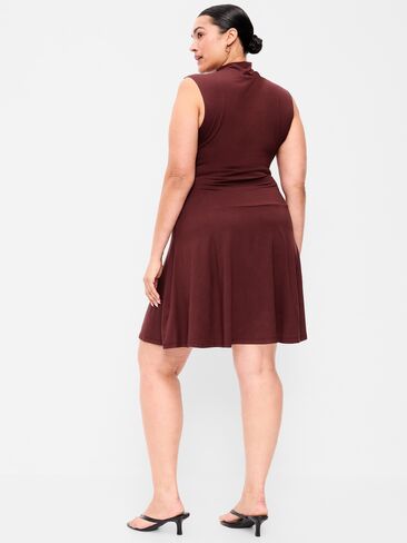 Old Navy Gathered Mock-Neck Drop-Waist Mini Dress - Red Lacquer in Kuwait