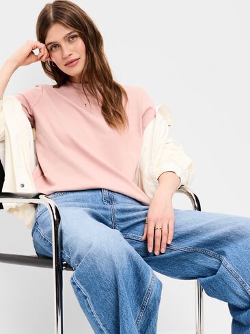 Old Navy Heavyweight Crew-Neck T-Shirt - Powder Pink in Kuwait