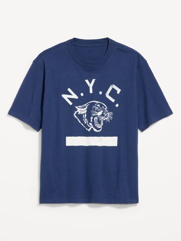 تي شيرت Old Navy فضفاض ثقيل الوزن برسومات - Night Life Blue in Kuwait