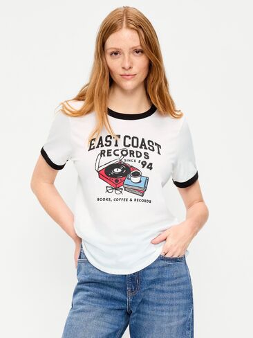 Old Navy EveryWear Crew-Neck T-Shirt - White Lilies in Kuwait